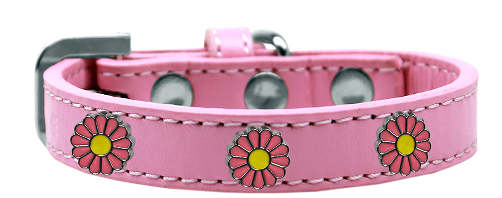 Pink Daisy Widget Dog Collar Light Pink Size 10